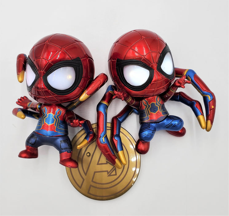 Dual Spider-Man Figures with Iron Spider costume and LED Eyes (Comes with Batteries) - Prodigy Toys