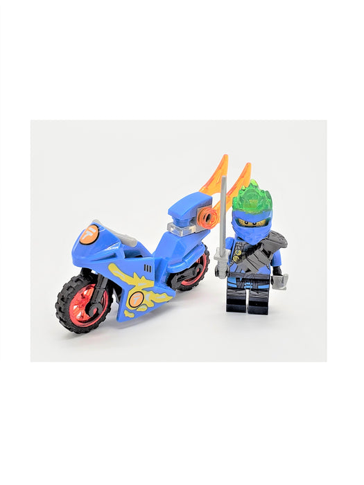 Blue Dragon Ninja Rider Block Figure with Sword and Motorcycle - Prodigy Toys