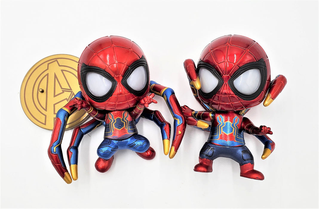Dual Spider-Man Figures with Iron Spider costume and LED Eyes (Comes with Batteries) - Prodigy Toys