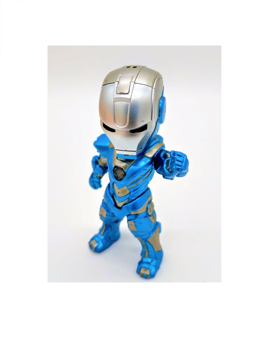 Silver Blue Iron Man Figure with LED Eyes Ready for War (Batteries Included) - Prodigy Toys