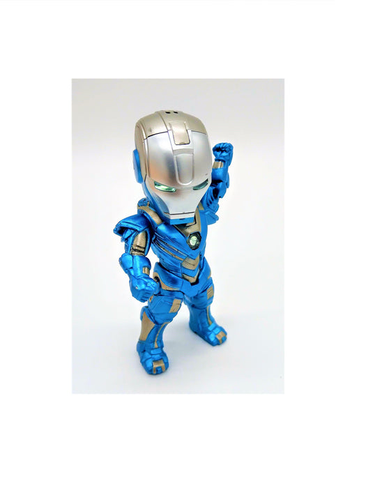 Silver Blue Iron Man Figure with LED Eyes Ready for War (Batteries Included) - Prodigy Toys